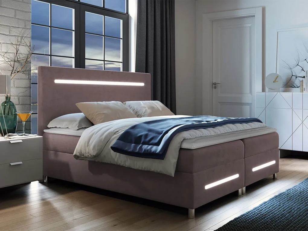 Kontinentálna posteľ Trunida LED, Rozmer postele: 180x200, Dostupné poťahy: Fresh 37