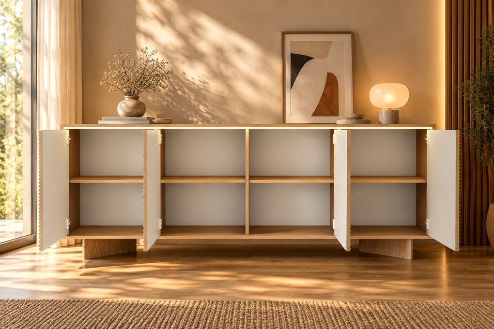 KOMODA GALLIANO DUB BOLIVAR + CAPPUCCINO LED 204 cm