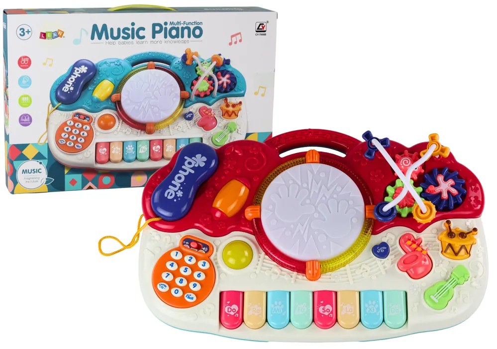 Lean Toys Interaktívne vzdelávacie piano - červené