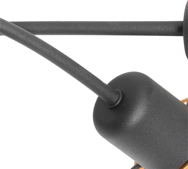 Dizajnové stropné svietidlo čierne so zlatom 5-svetlo - Noud