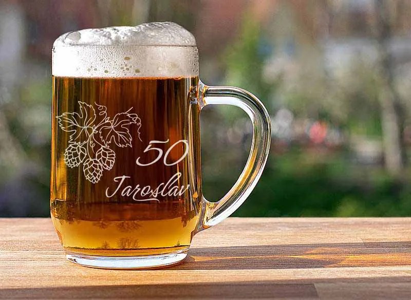 Pieskovaný polliter na pivo Chmel