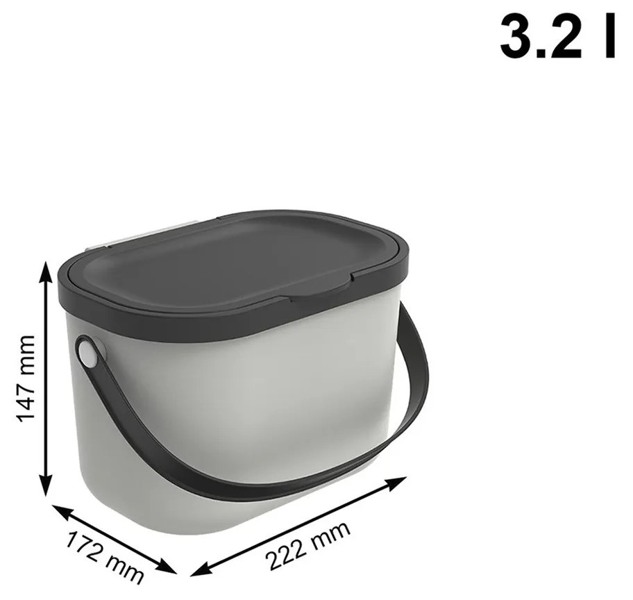 Závesný odpadkový kôš na dvierka, 3,2 l MINI-ALBULA, biela/antracit