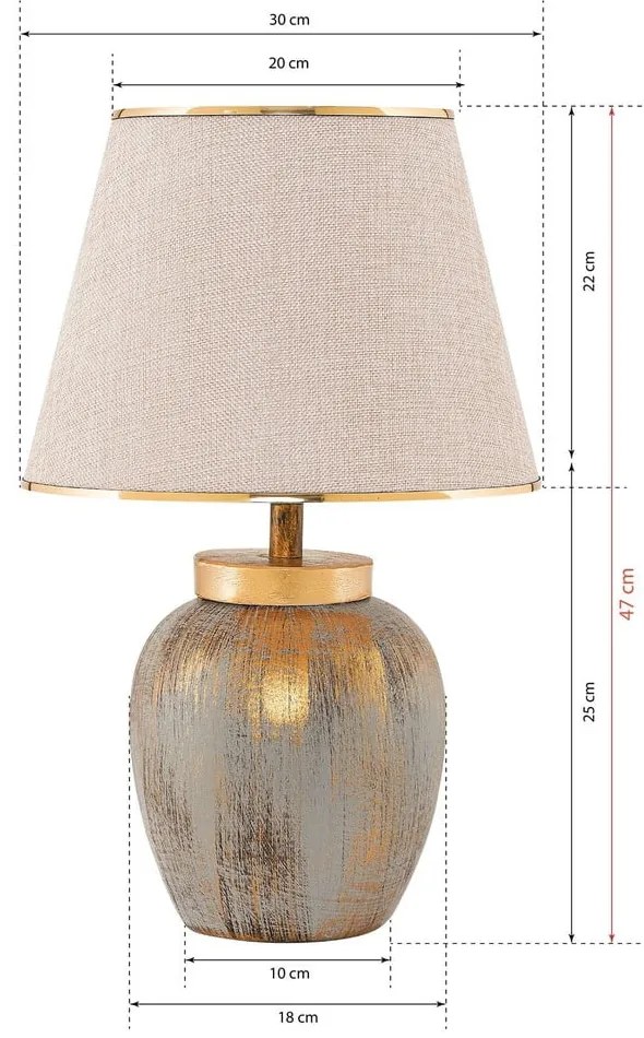 Krémovobiela/v zlatej farbe stolová lampa s textilným tienidlom (výška 47 cm) Yakamoz – Opviq lights