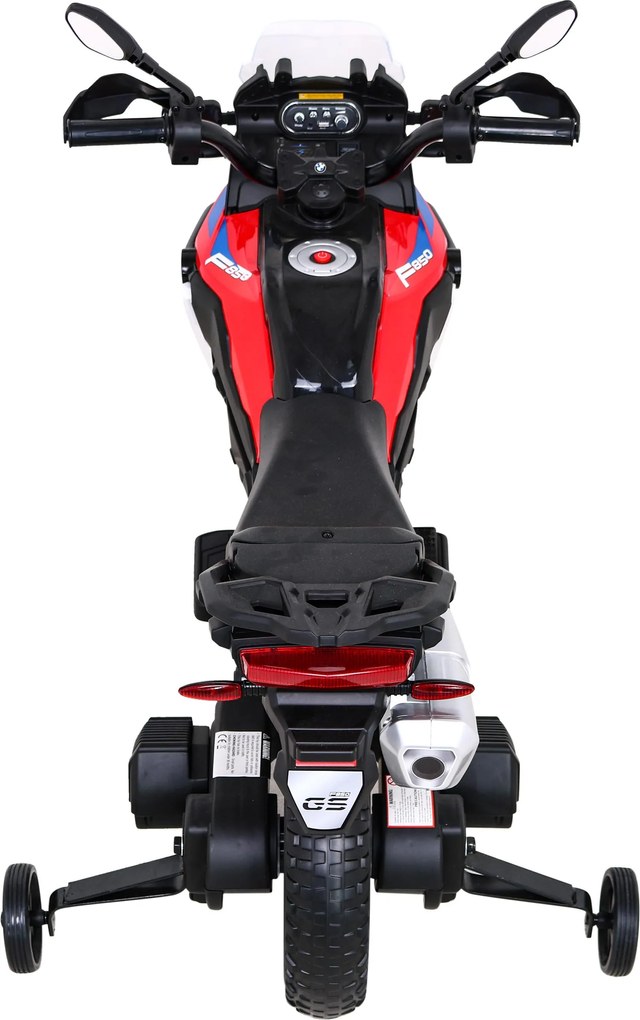 Ramiz BMW F850 GS Detský motocykel na batérie červený + asistenčné kolesá + LED audio + pomalý štart + EVA
