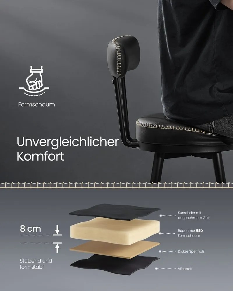 VASAGLE EKHO Collection - Sada 2 barových stoličiek s otočným operadlom LBC889 Farba: čierna