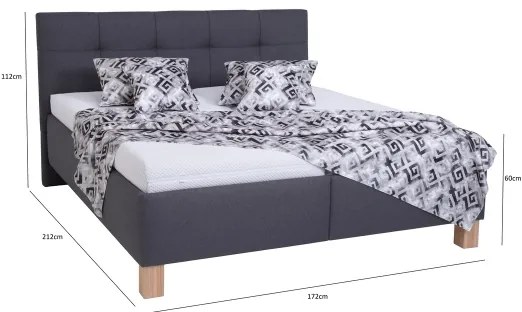 Čalúnená posteľ MARIA 160x200 cm s úložným priestorom, bez matraca, sivá