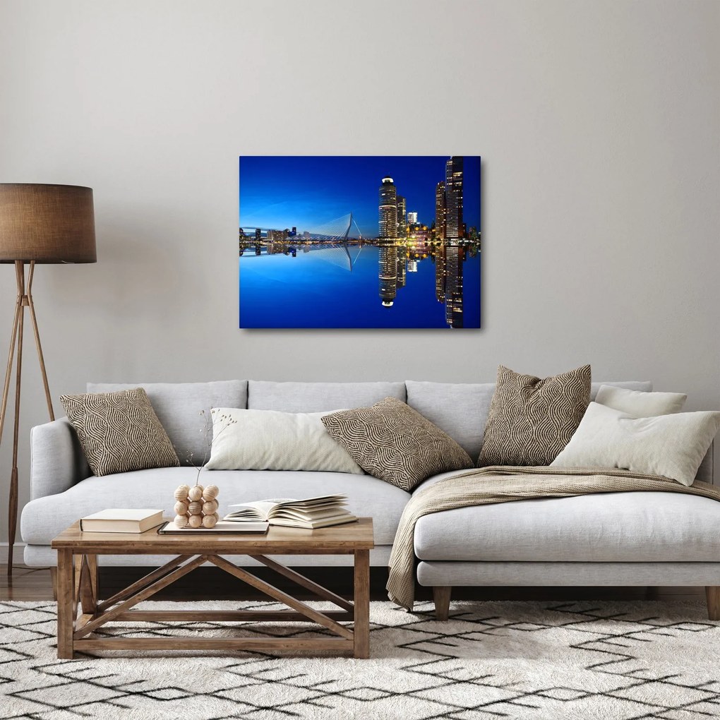 Obraz - nočný Rotterdam (70x50 cm)