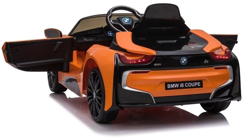 LEAN CARS ELEKTRICKÉ AUTÍČKO BMW i8 - NELAKOVANÉ - ORANŽOVÉ - 2x45W MOTOR - 1x12V4,5Ah - BATÉRIA - 2021