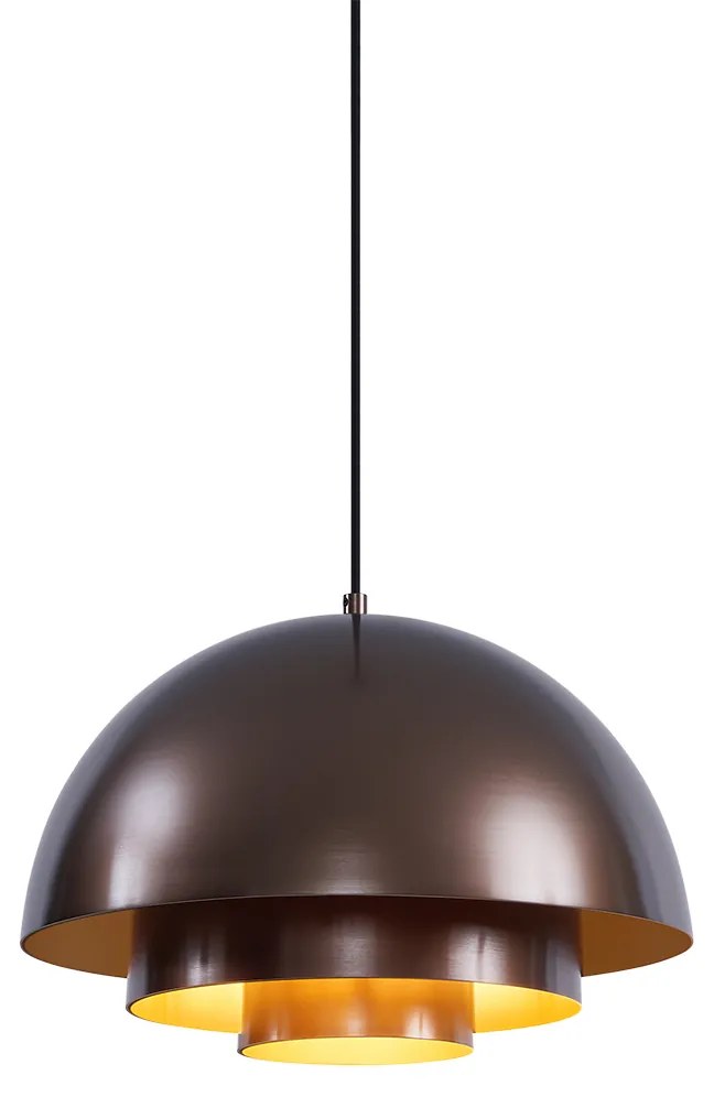Škandinávske závesné svietidlo tmavý bronz so zlatým interiérom - Loes