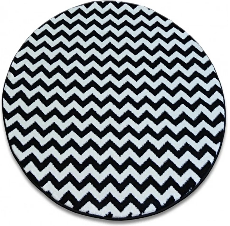 Kusový koberec Nero čiernobiely kruh, Velikosti koło140cm