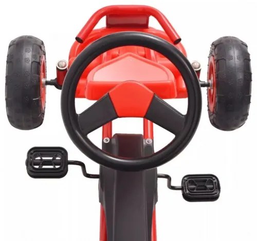 vidaXL Detská šľapacia motokára s pneumatikami, červená-