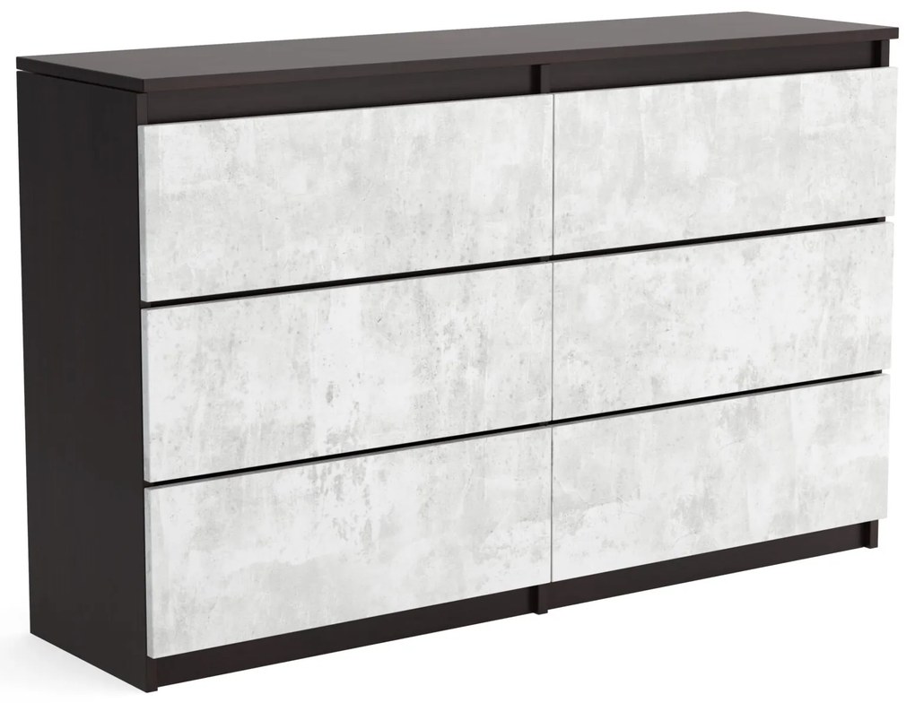 Veľká komoda 6 zásuviek ARIE šírka 120cm Wenge/Beton