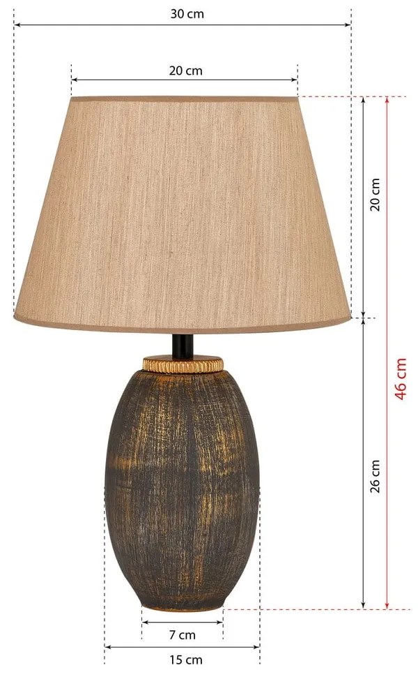 Sivá/béžová stolová lampa s textilným tienidlom (výška 46 cm) Yakamoz – Opviq lights