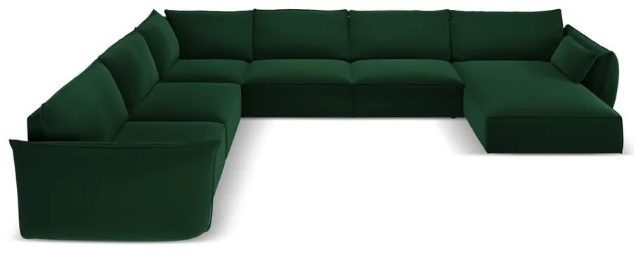 Tmavozelená zamatová rohová pohovka (ľavý roh/do "U") Vanda – Mazzini Sofas