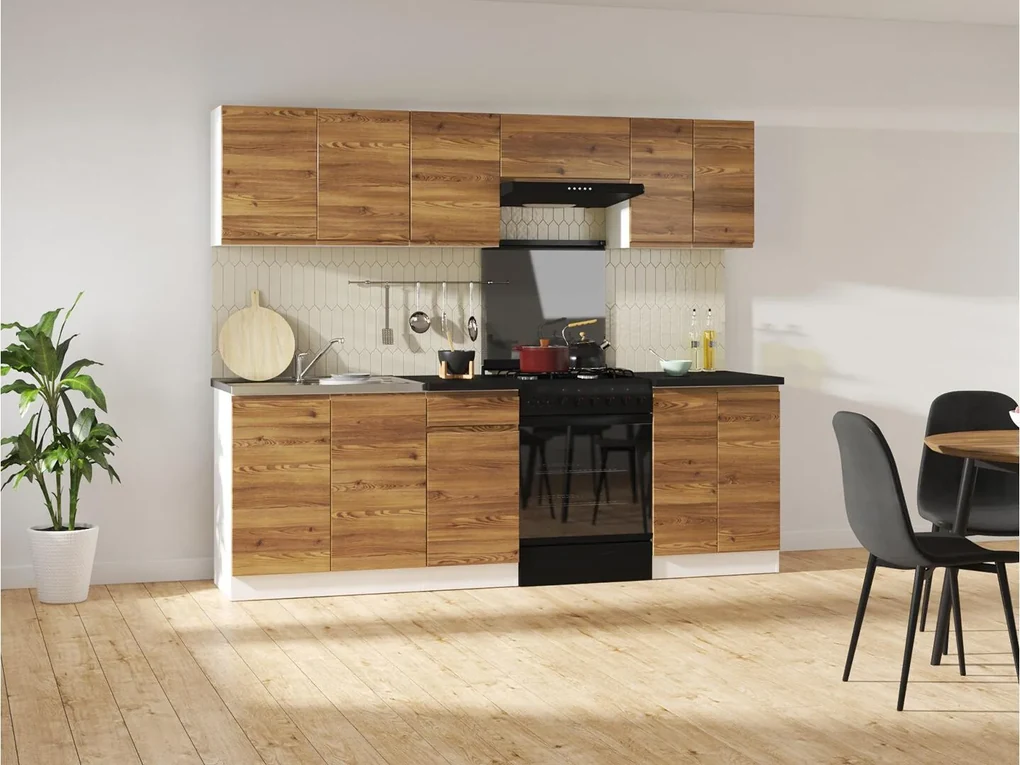 Kuchynská zostava 240 cm BRW Junona Line (vanilkový lesk + biela). Vlastná spoľahlivá doprava až k Vám domov. 1098517
