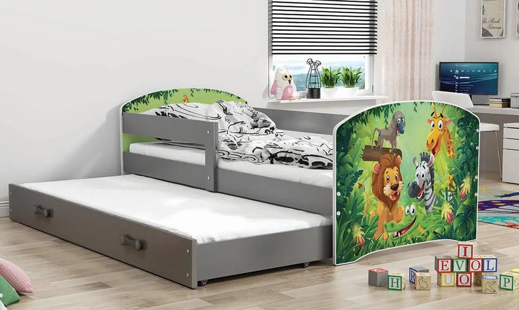 Detská obrázková posteľ s prístelkou LUKI 2 | sivá Obrázok: ZOO