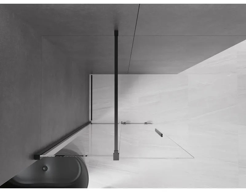 Mexen Velar, posuvné dvere do otvoru typ Walk-In 100 cm, 8mm číre sklo, čierna matná, 871-100-000-03-70