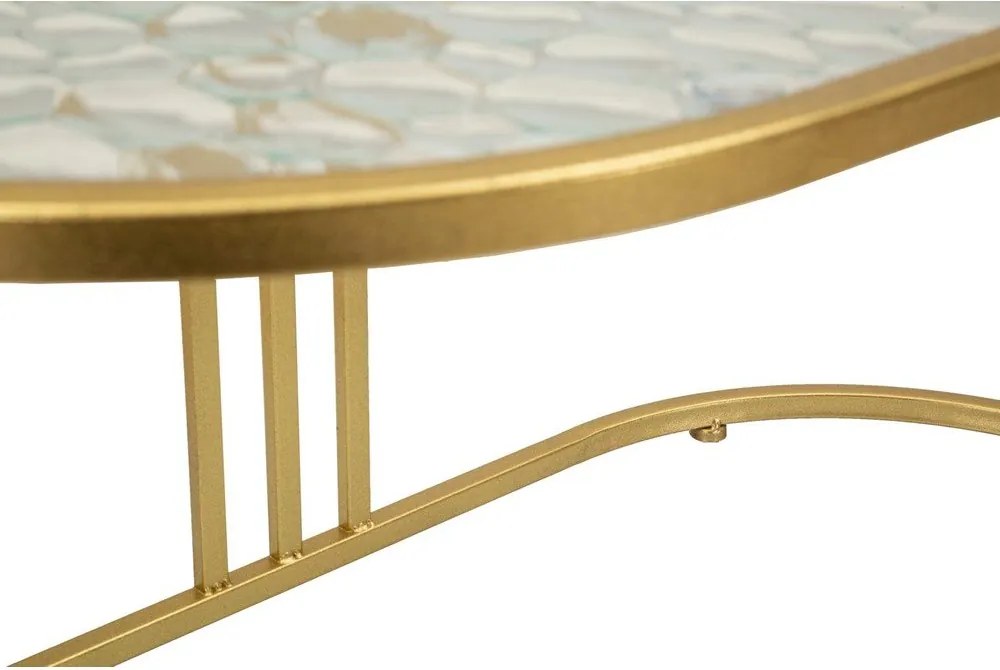 Biely/v zlatej farbe konferenčný stolík so sklenenou doskou 50x90 cm Antalia – Mauro Ferretti