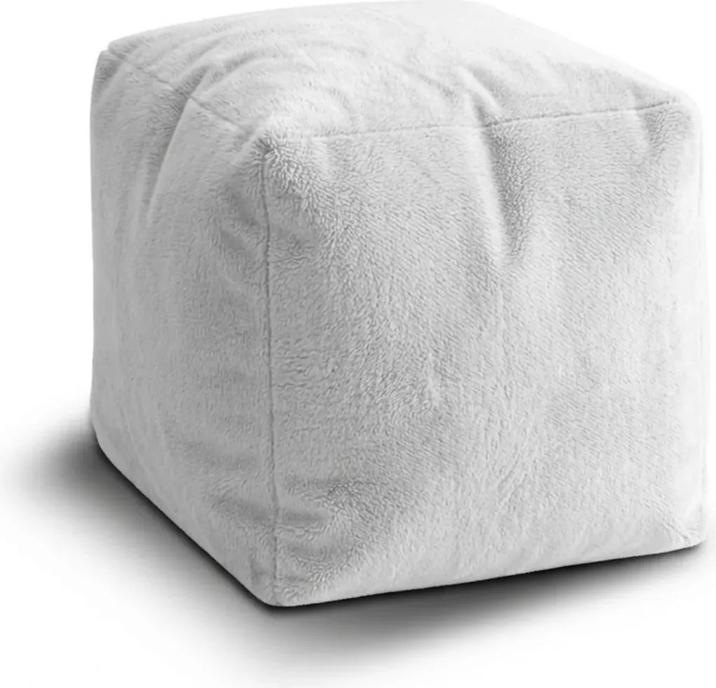 Sablio Taburetka Cube SOFTY - Cloud White - 40x40x40 cm