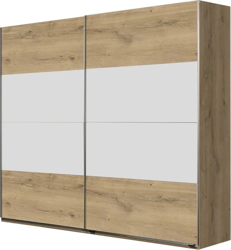 Šatníková skriňa s posuvnými dverami Nora, 225 cm, doskový dub/biela