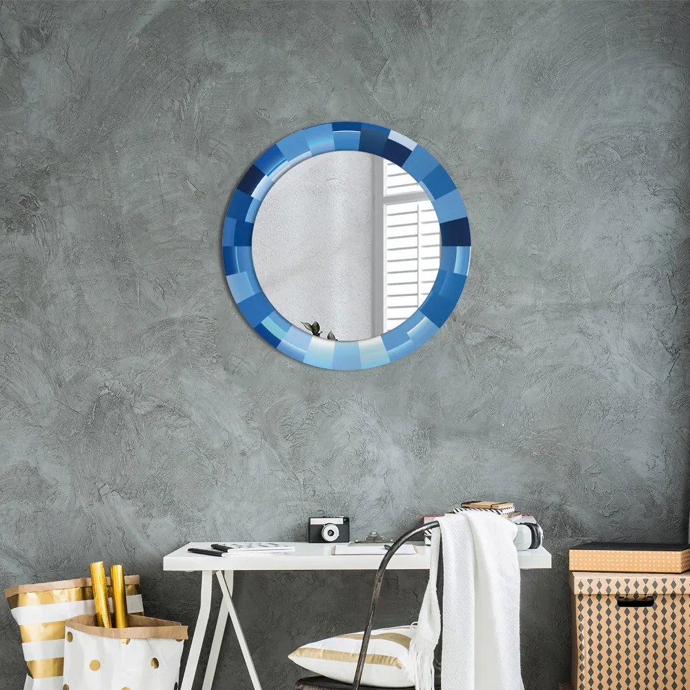 Okrúhle ozdobné zrkadlo Modrý abstrakt fi 60 cm