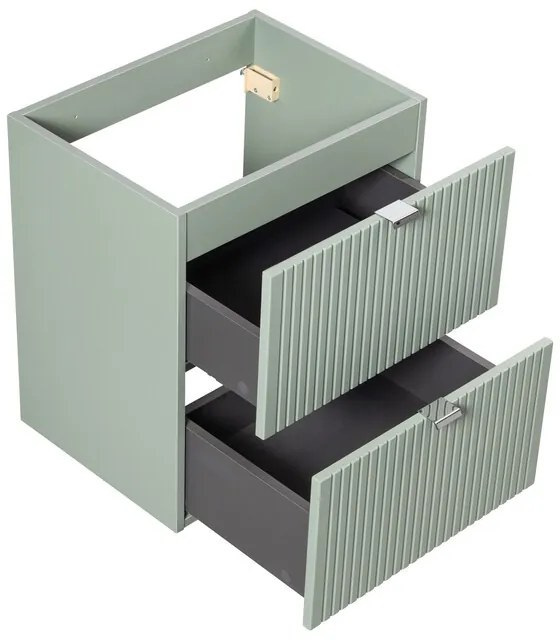 Závěsná skříňka Line Reed Green s deskou 50 cm zelená/dub evoke
