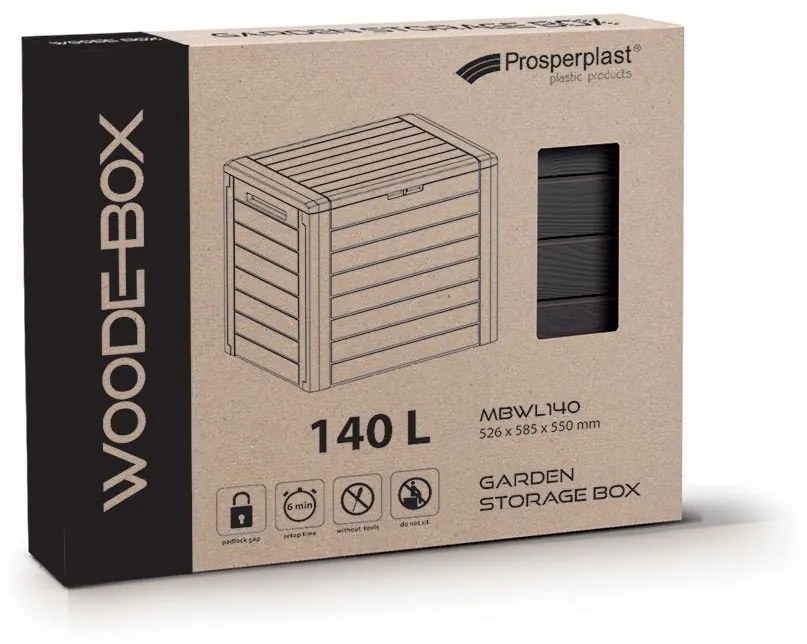 Záhradný box WOODEBOX 140 l - tmavohnedá 58,5 cm PRMBWL140-440U