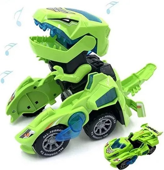 Zaparkorun Transformujúce sa dinosaurie auto s LED DYNOCAR - Zelené