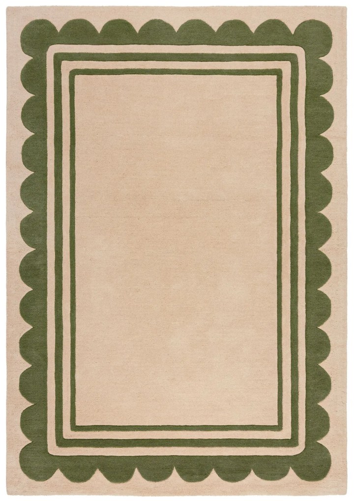 Flair Rugs, Ručne všívaný kusový koberec Lois Scallop Green, 160x230, zelená, chodba / predsieň