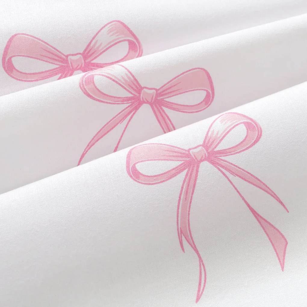 Goldea detské bavlnené obliečky duo - ružové mašličky s púdrovo ružovou 140 x 200 a 70 x 90 cm