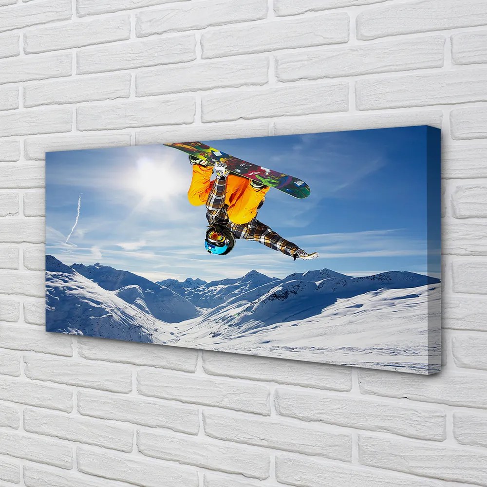 Obraz canvas Man mountain board 125x50 cm