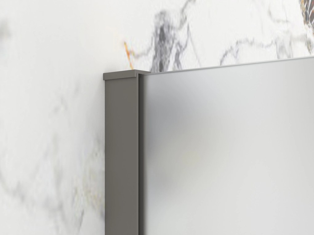 Erga Paris, sprchová zástena Walk-In 130x200 cm, 8mm sklo námraza, grafitový profil, ERG-V02-PARIS-130x200-FR-GG