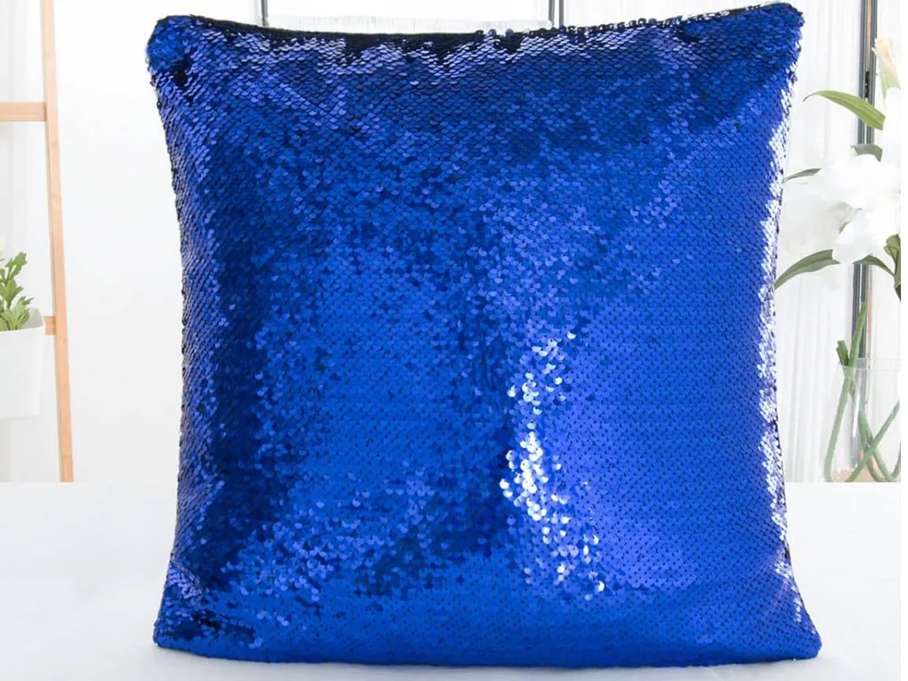 XPOSE® Magická obliečka na vankúš - modrá/strieborná 40x40 cm