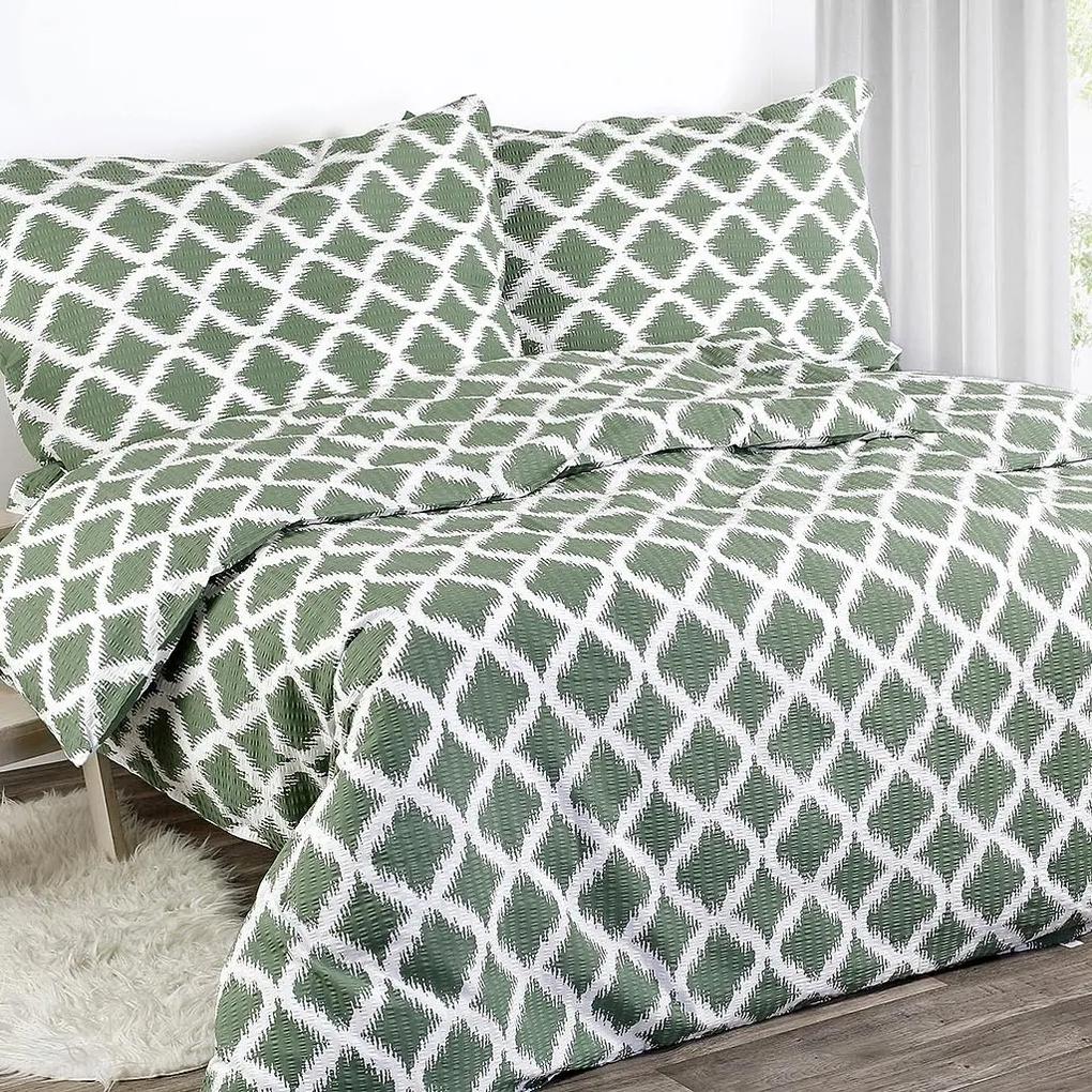 Goldea krepové posteľné obliečky - vzor 452 zelené 140 x 200 a 70 x 90 cm