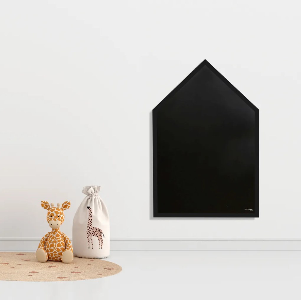 Toptabule.sk  Kriedová tabuľa Domček v prírodnom drevenom ráme + 7 farieb rámu