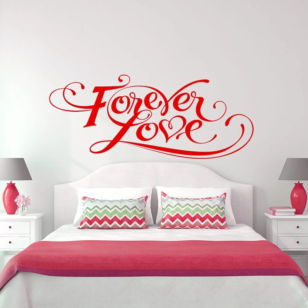 Veselá Stena Samolepka Forever love Farba: oranžová, Veľkosť: 80 x 34 cm