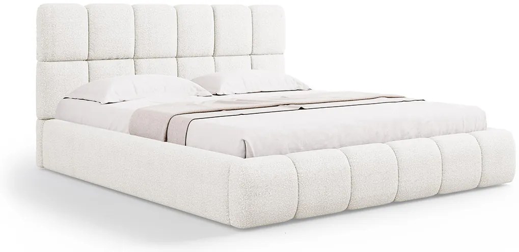 Micadoni Bellis moderná posteľ - Biela, Bouclé, 180 cm