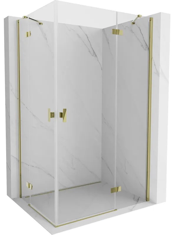 Mexen Mist-H Duo, 2-krídlový výklopný sprchový kút 70 x 85 cm, číre sklo, zlatý lesklý profil, 8A5-070L-085P-50-00