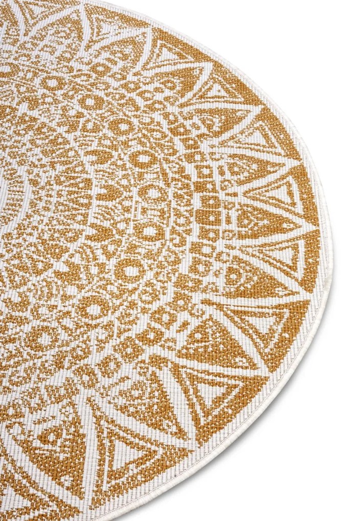 Mujkoberec Original, Kusový koberec Mojkoberec Original Nora 105792 Ochre kruh – na von aj na doma, 100x100 (priemer) kruh, žltá, chodba / predsieň