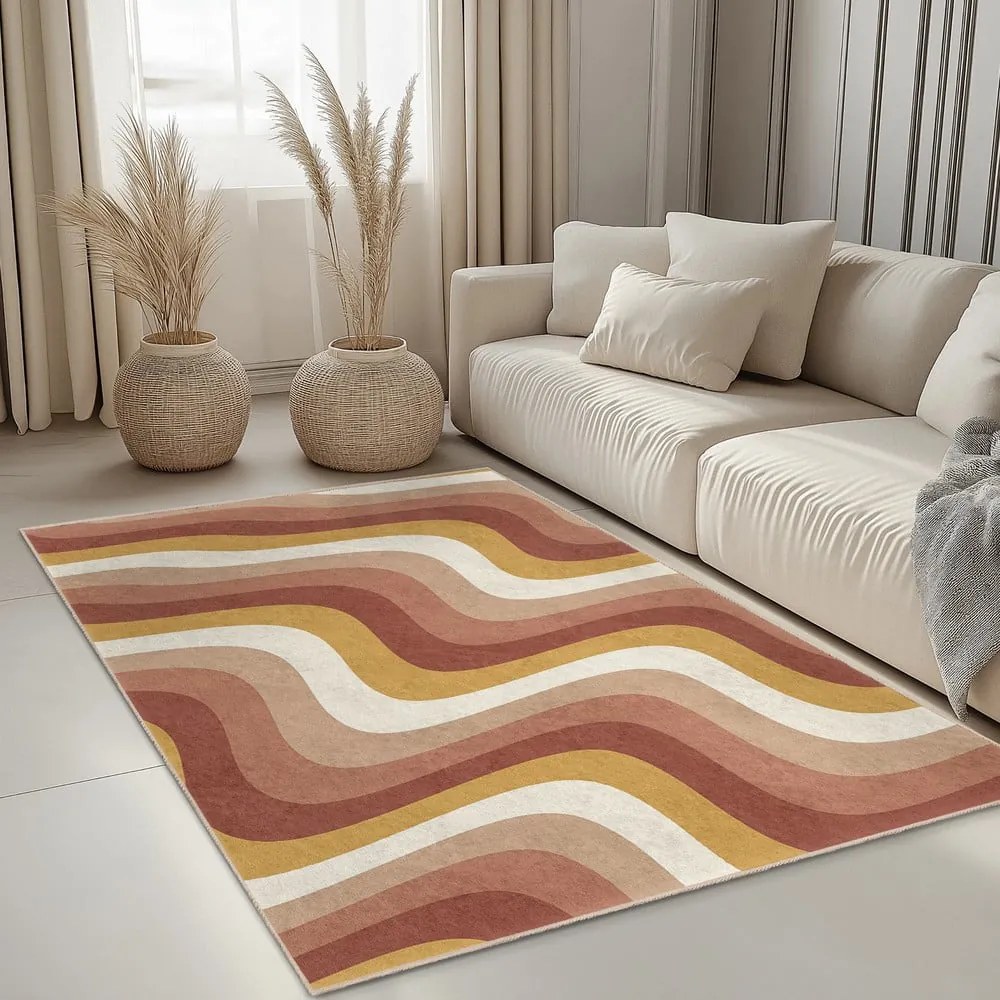 Okrovožltý/staroružový prateľný behúň 80x200 cm Creamy Strawberry Swirl – Mila Home
