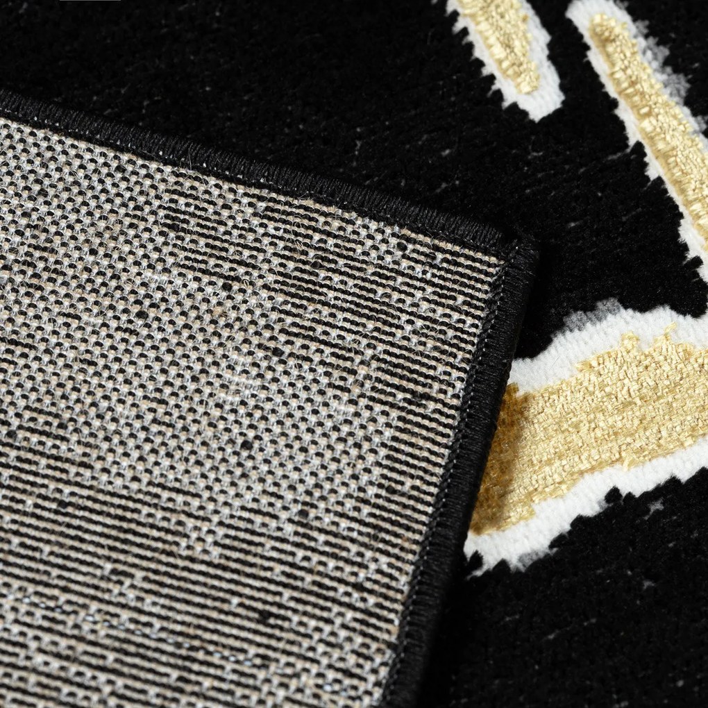 Dywany Łuszczów, Kusový koberec Allure 1967 black/gold, 180x270, čierna, kancelária