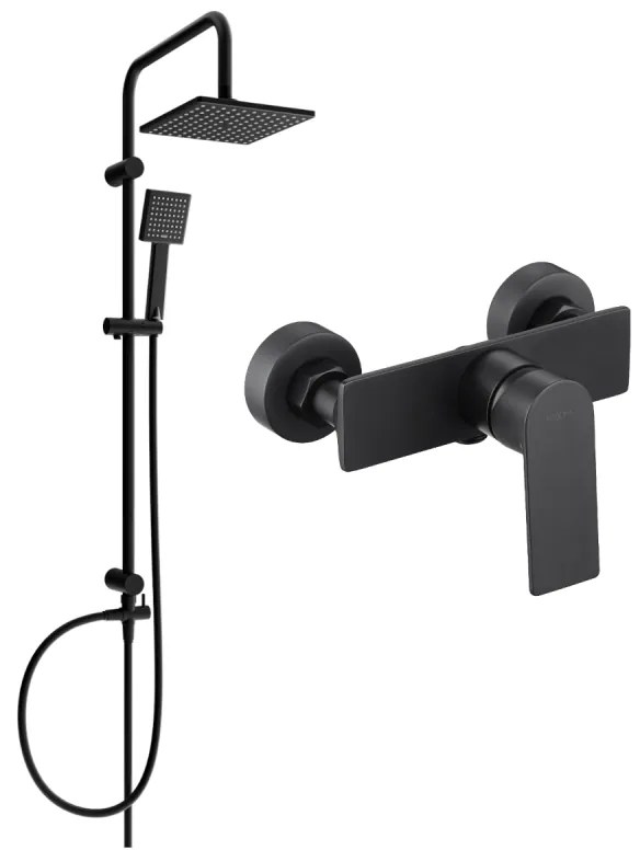 Mexen Tordsprchový set s dažďovou sprchou a sprchovou batériou Alexa, čierna, 71240200-70