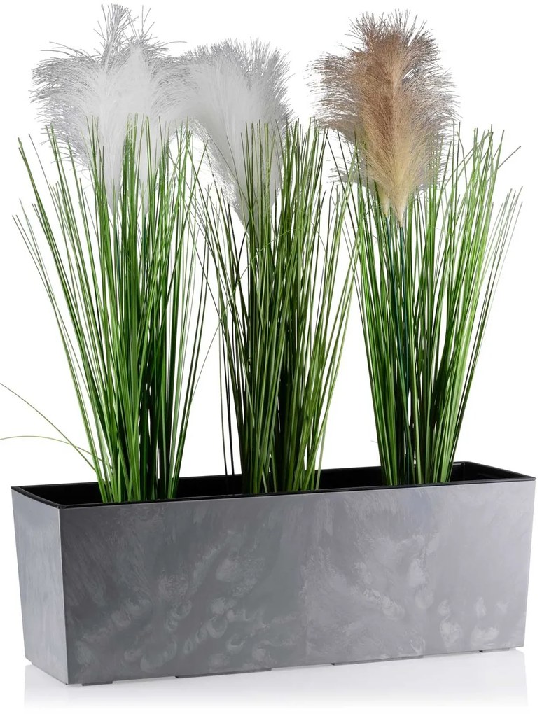 PLASTOVÝ KVETINÁČ BOUQUET 19X56 CM IMITÁCIA BETÓNU SIVÁ