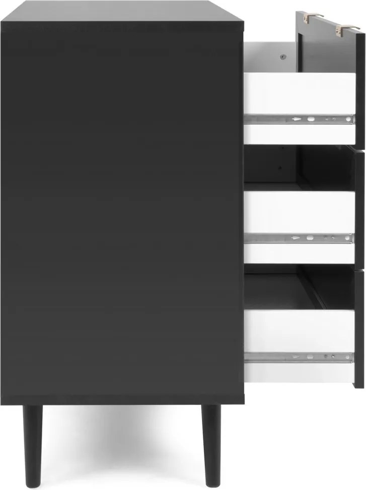 Zásuvková komoda Vienna, čierna/výplet