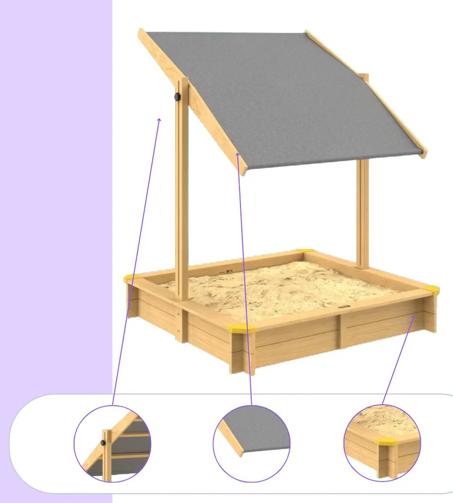 Pieskovisko so strieškou SANDY, smrekové drevo, 120x120x120cm Jurhan