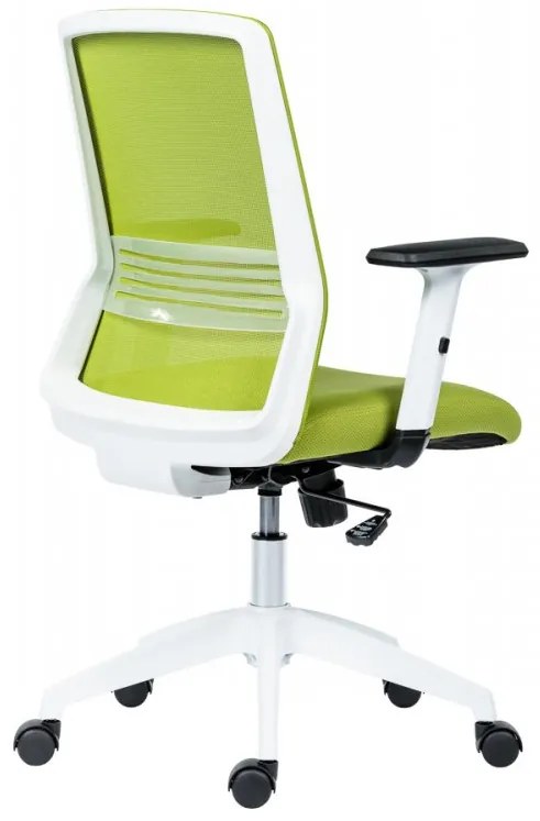 Kancelárska ergonomická stolička NOVELLO WHITE — sieť / látka, biela / zelená