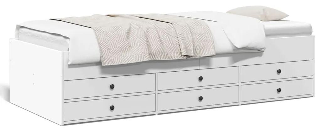 Denná posteľ so zásuvkami biela 75x190 cm kompozitné drevo 3280888