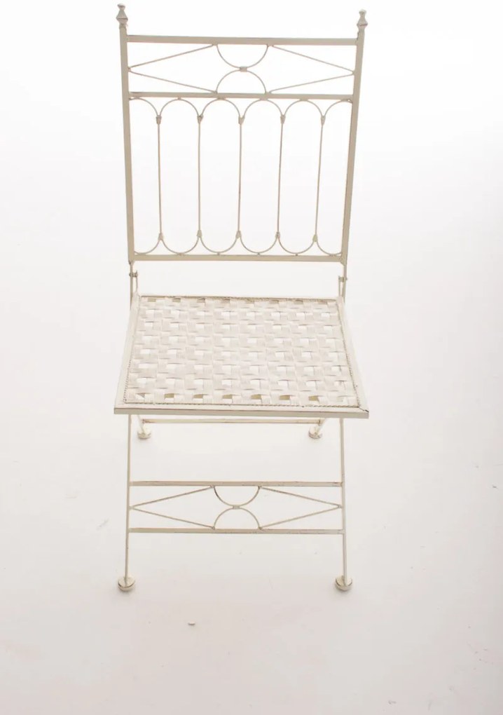 Kovová skladacia stolička Asina - Krémová antik