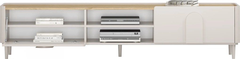TV stolík Amilio 220 cm na nožičkách - kašmír / olejovaný dub