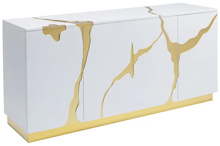Cracked komoda biely/zlatý 165x80 cm